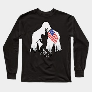 Bigfoot with the USFlag Long Sleeve T-Shirt